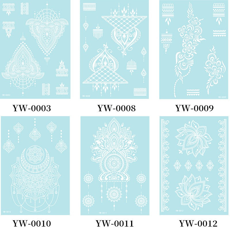 Set of six decorative stencils with intricate designs on a light blue background, labeled with codes YW-0003 to YW-0012.